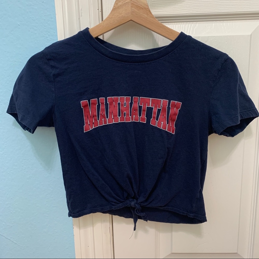Navy Blue Cropped Tie Top Manhatten